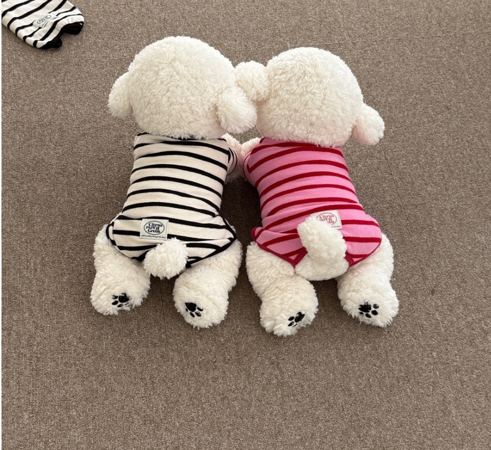 【予約】シンプルストライプオールインワン〈DearMeong〉韓国　韓国犬服　ドッグウェア