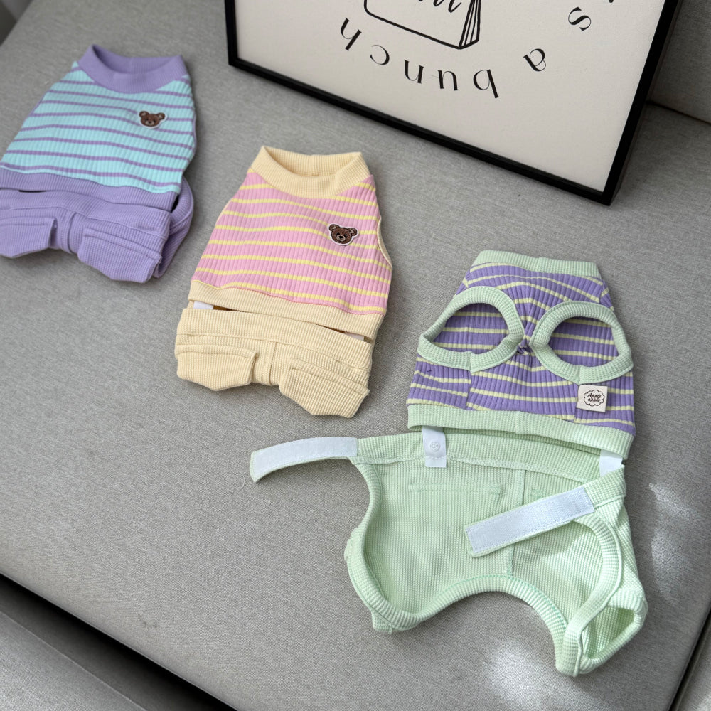【予約】キャンディーベア2wayパンツセット〈apple〉韓国 韓国犬服 ドッグウェア