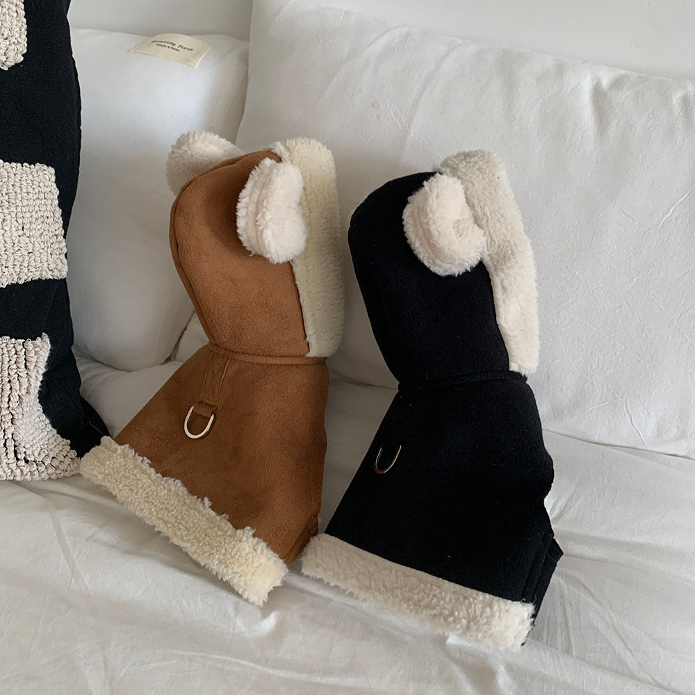 【予約】クマさんムートンハーネスチョッキ アウター〈Frei〉韓国 韓国犬服 ドッグウェア