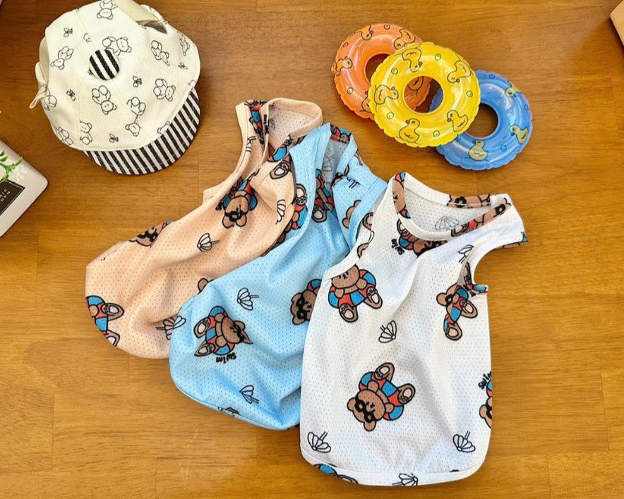 【予約】アンチバグ浮き輪クマさんクールメッシュノースリーブ〈zoobic〉韓国 韓国犬服 ドッグウェア