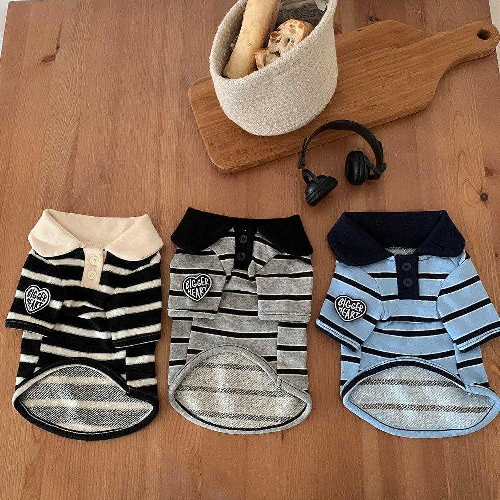 【予約】ハートストライプカラーTシャツ〈Frei〉韓国 韓国犬服 ドッグウェア