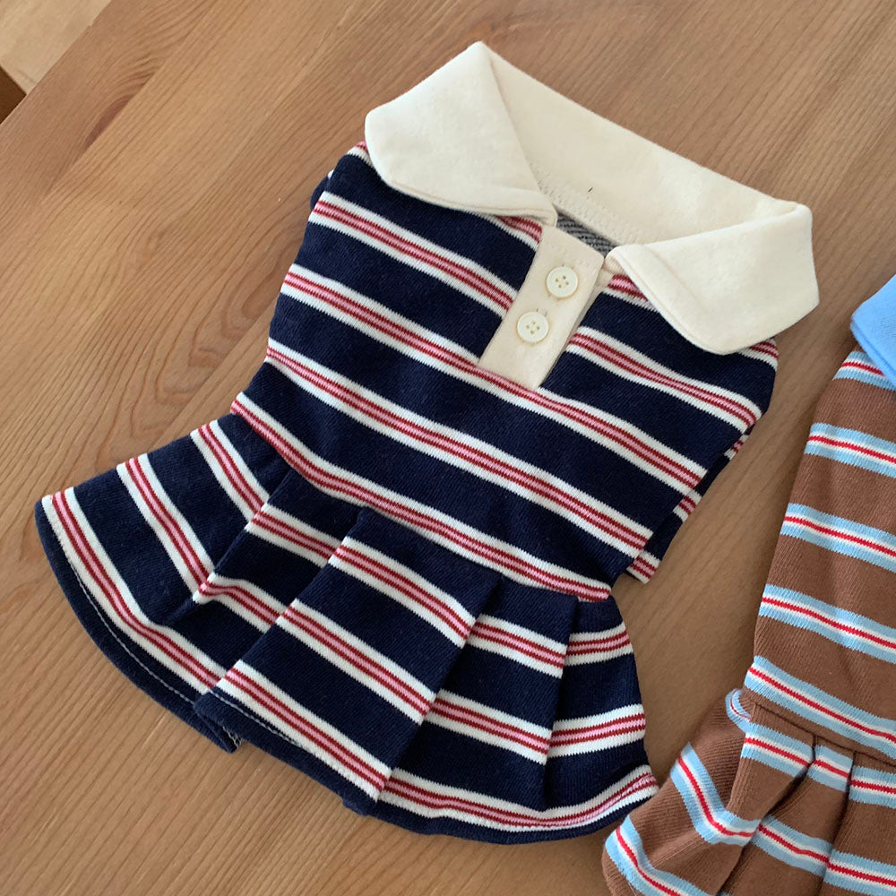 【予約】カラーストライプワンピース〈Frei〉韓国 韓国犬服 ドッグウェア