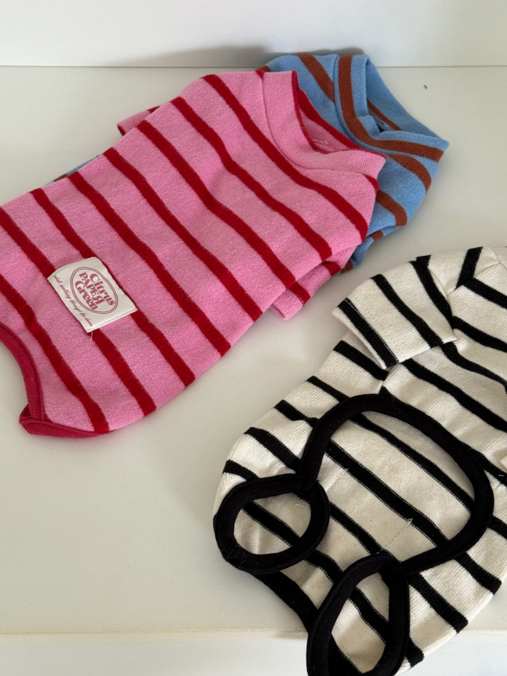 【予約】シンプルストライプオールインワン〈DearMeong〉韓国　韓国犬服　ドッグウェア