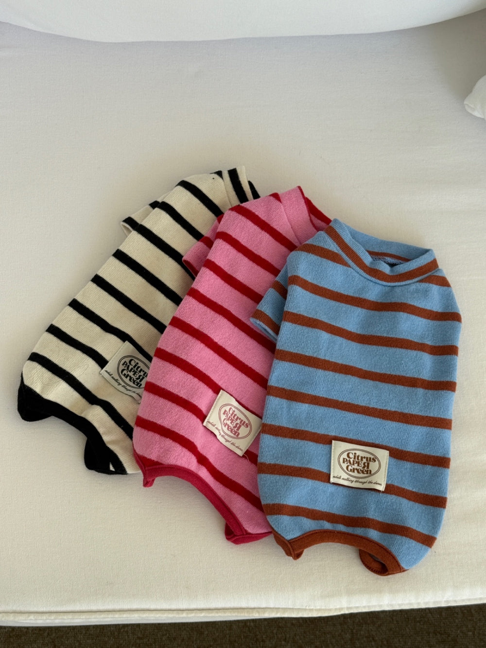 【予約】シンプルストライプオールインワン〈DearMeong〉韓国　韓国犬服　ドッグウェア