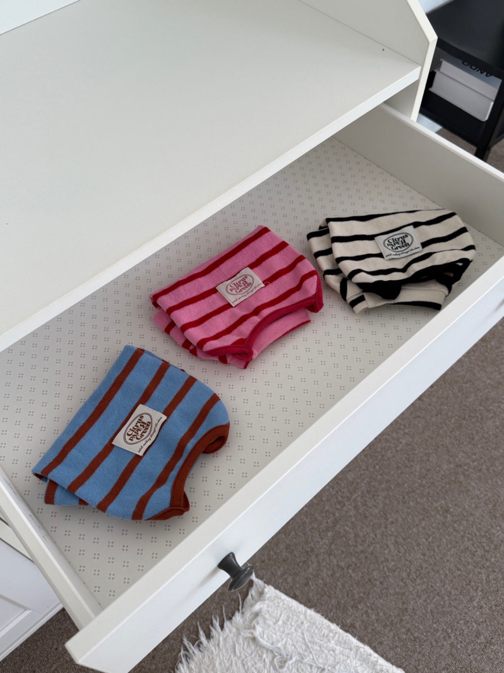 【予約】シンプルストライプオールインワン〈DearMeong〉韓国　韓国犬服　ドッグウェア