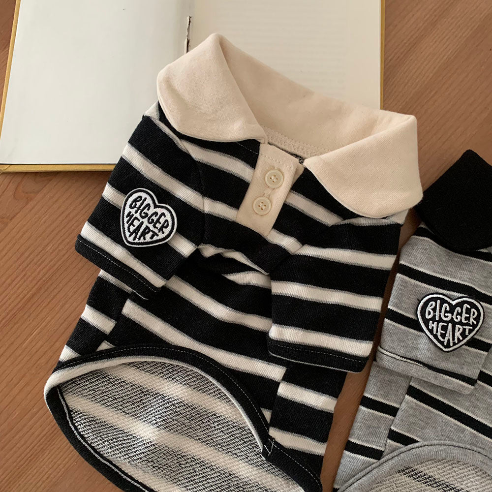 【予約】ハートストライプカラーTシャツ〈Frei〉韓国 韓国犬服 ドッグウェア