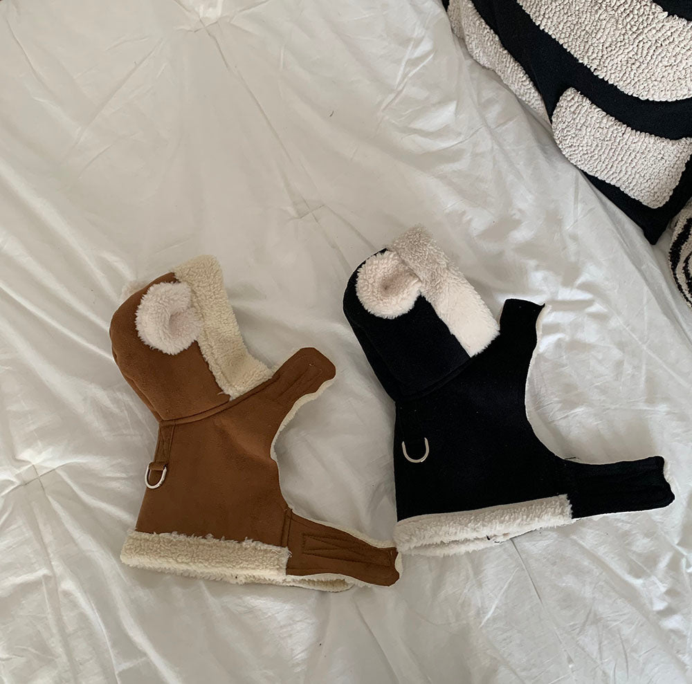 【予約】クマさんムートンハーネスチョッキ アウター〈Frei〉韓国 韓国犬服 ドッグウェア