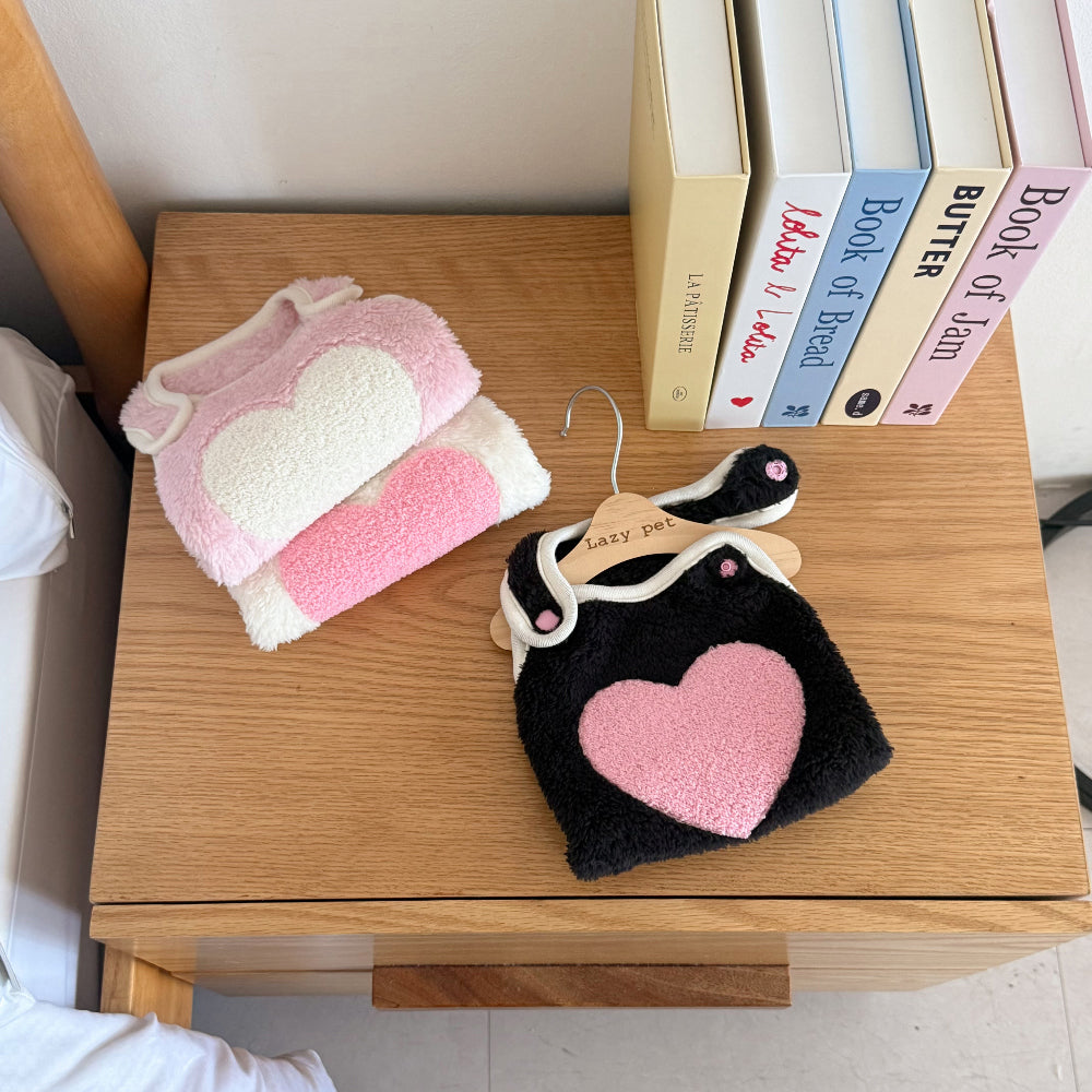 【予約】ハートモコモコベスト〈LazyPet〉 韓国 韓国犬服 ドッグウェア