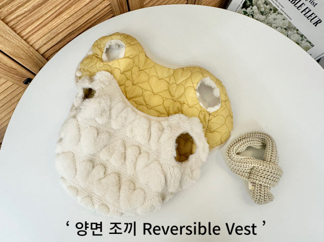 【予約】ハートリバーシブルベスト〈zoobic〉韓国 韓国犬服 ドッグウェア