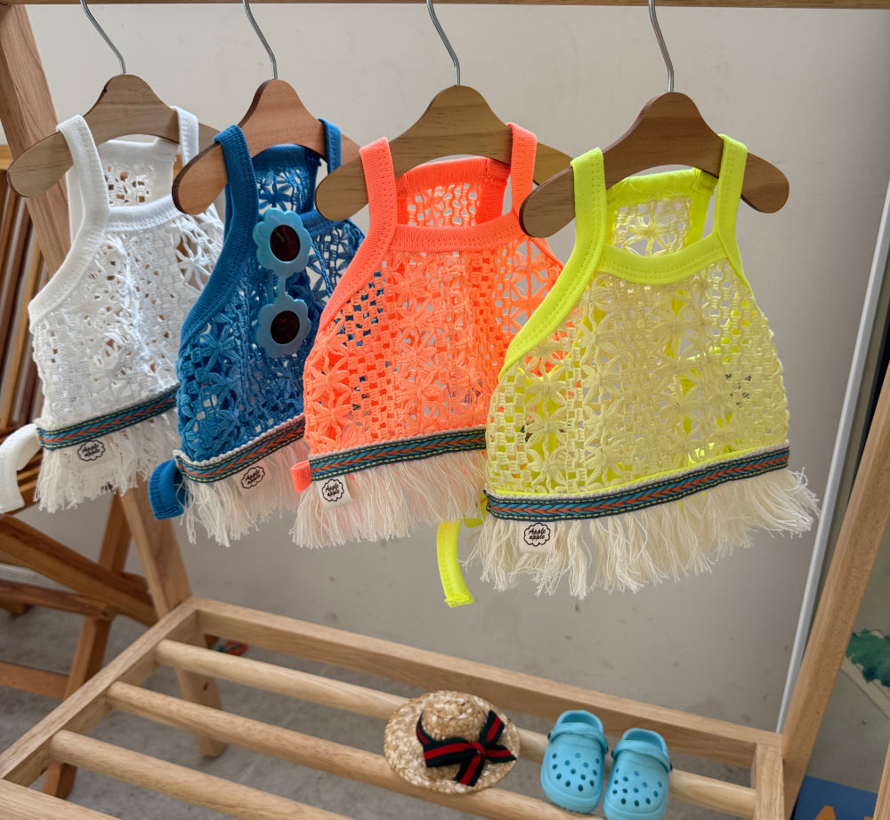 【予約】フリンジオープンキャミソール〈apple〉 韓国 韓国犬服 ドッグウェア